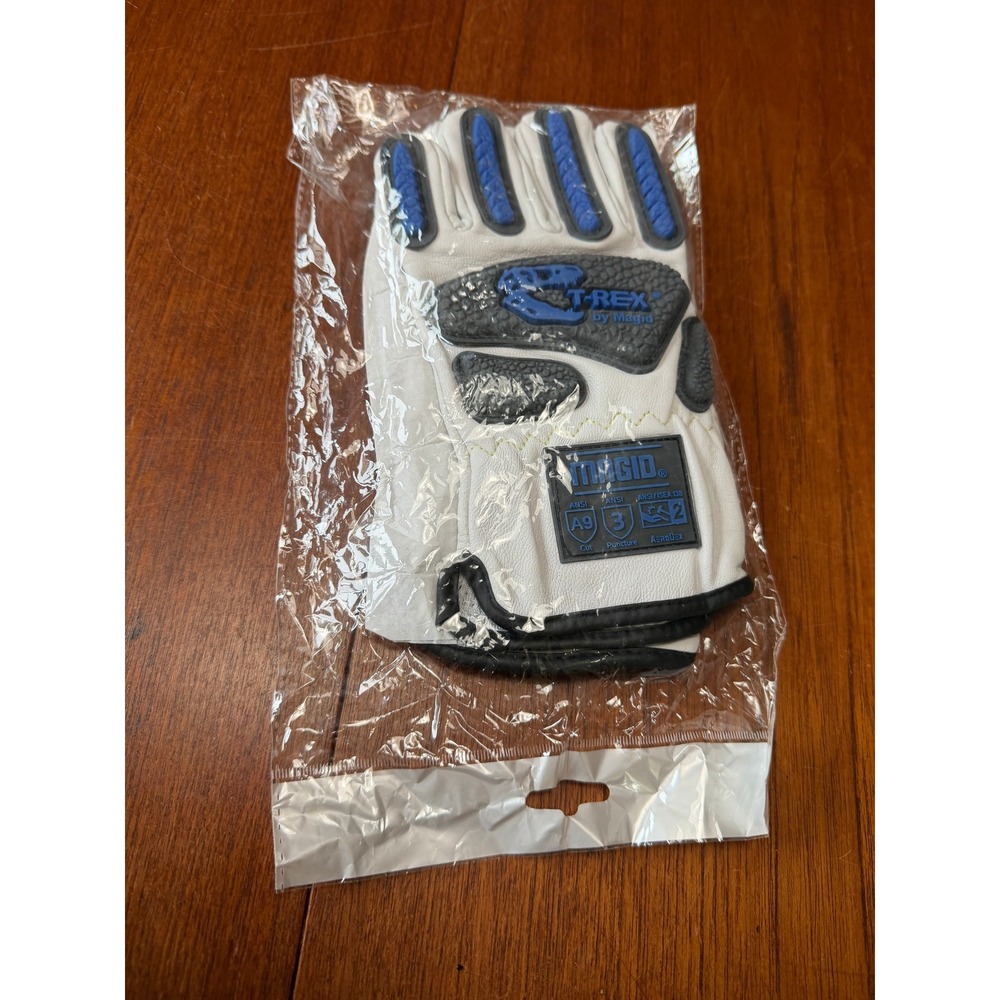 NEW Magid T-REX White Leather Impact Work Gloves ANSI A9 Cut Level Sz S Workwear